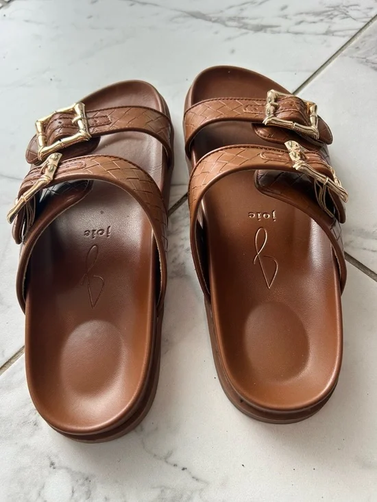 Joie Slide Sandals with Gold Buckles - Picture 4 of 7